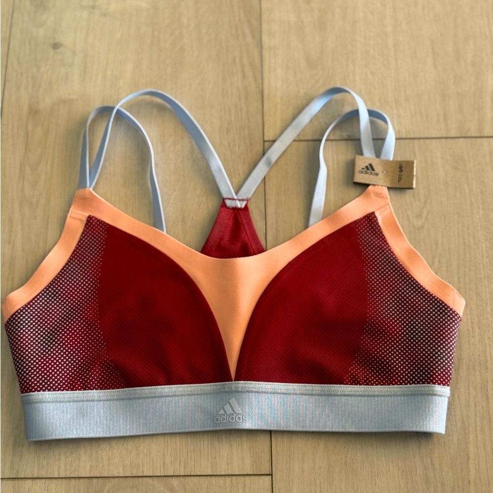 Adidas Red and Orange Sports Bra Seamless Design